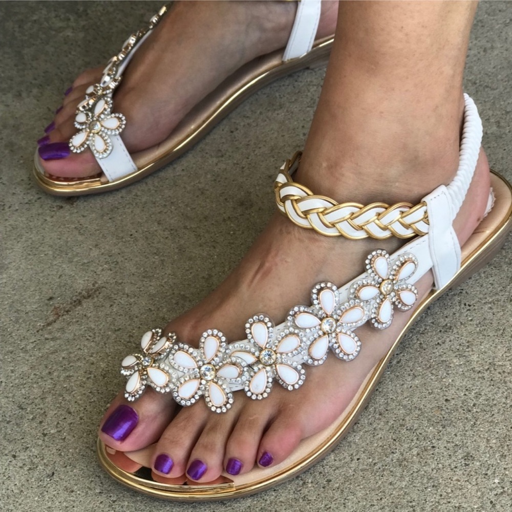 Restocked! Italina Light Green Flower Rhinestone Slingback Sandal - Picture 10 of 13